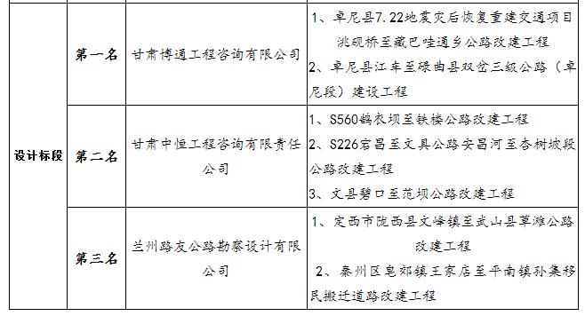 中標候選人項目業(yè)績